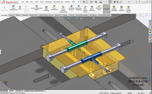 آموزش طراحی قالب solidworks تولید قالب مدل سه راهی در نرم افزار سالیدورک